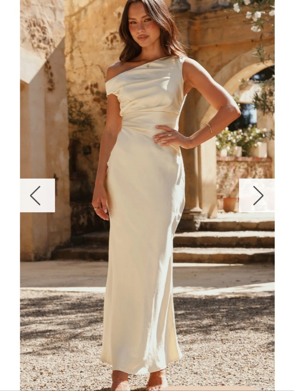 Asymmetrical One-Shoulder Yellow Satin Gown